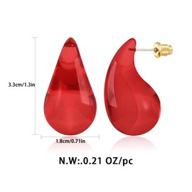 HolidayQbee Waterdrop Earrings for Women Four Color Teardrop Earrings Chunky Earrings Dupes Earrings Perfect Teardrop Jewelry, Acrylic, No Gemstone