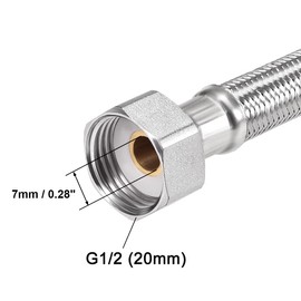 sourcing map Faucet Supply Line Connector G1/2 Female x G1/2 Male 16 Inch Length 304 Stainless Steel Hose 2Pcs