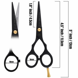 4.5" RnK Moustache & Beard Scissors - 4.5 inch Japanese Stainless Steel Moustache Scissors with Moustache Comb & Pouch, Precision Grooming Tools for Men Featuring Razer Sharp Hand honned Edge