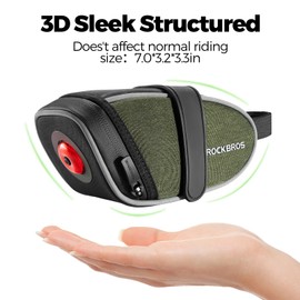 ROCKBROS Bike Saddle Bag with Tail light Bicycle Seat Pack Lightweight Storage Bag under Bike Seat Cycling Accessories