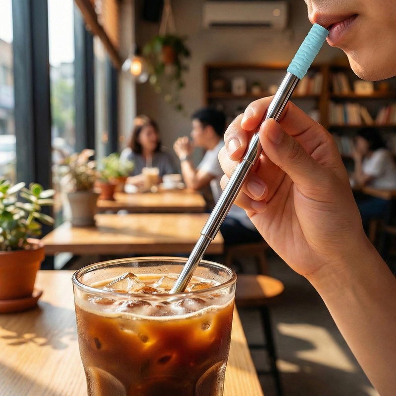 Foweroty 2 Pack Reusable Telescopic Stainless Steel Straw - Portable
