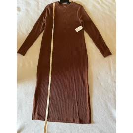 Time And Tru Women’s Time and Tru Ribbed Maternity Midi Dress Brown Size M (8-10)