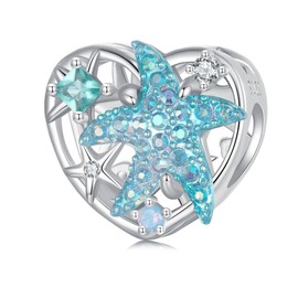 BABAMIA 925 Sterling Silver Charms For Bracelets And Necklaces, Butterfly Cat Beads Charms For Women Jewelry Gift (Blue starfish)