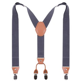 GUCHOL Suspenders Bow Tie for Mens and Women Heavy Duty Elastic Wide Suspenders Strong 4 Metal Clips Adjustable（Dark Grey）