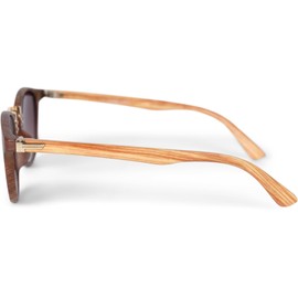 styleBREAKER Sunglasses in Wood Look and Round Lenses, Plastic and Metal Frame, Unisex 09020083 -
