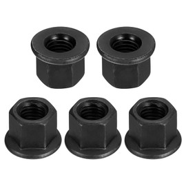 sourcing map M12 Flange Hex Nuts, 5pcs Grade 12.9 Carbon Steel Black Oxide Finished Hex Flange Nuts for Machinery