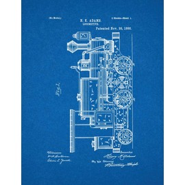 Locomotive Train Patent Print Blueprint (18" x 24") M10938