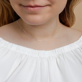 Amberta Solid 925 Sterling Silver Chain for Women Men | Super Thin Dainty & Sturdy Box Curb Singapore Beaded Snake Paperclip Necklace Delicate 16/18/20/22/24 inch: 22 inch Silver Curb Chain Necklace