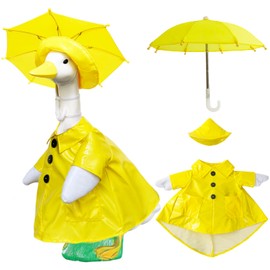 VerdeSpire Fall Waterproof Goose Raincoat Outfit with Umbrella for 23 inch Porch Statues, Autumn Garden Decor & Windproof Yard Sculptures