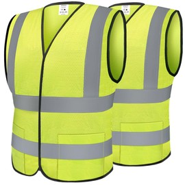 TICONN Reflective Safety Vest, High Visibility Vest with Reflective Strips for Men Women, Meets ANSI II (Yellow/M, 2PK)
