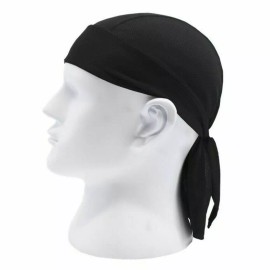 Unbranded Men and Women Skull Cap Beanie Cap Sweat Wicking Hat Pirate Hat Head Wrap BLACK
