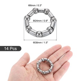 sourcing map Bicycle Crank Ball Bearing 5/16Inch (8mm) x 7 Balls, 10pcs Replacement Ball Bearings for Bottom Bracket Bearings Bike Wheel Frame Bearing Repair