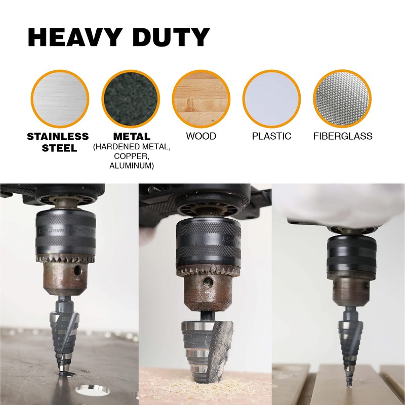 Jerax tools 1/4 to 1-3/8 Inch Step Drill Bit Straight