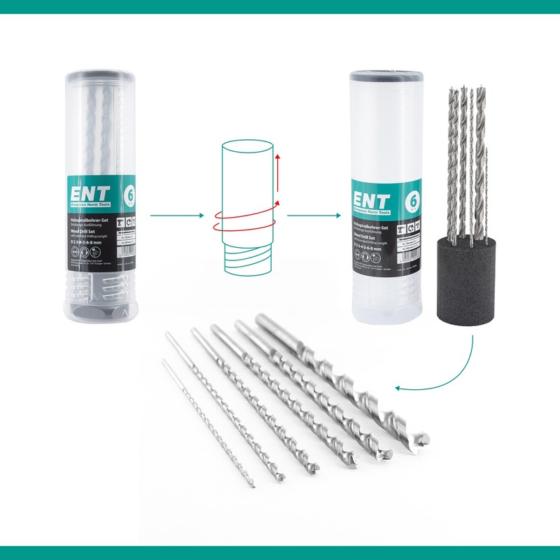 ENT 09246 6-Piece Wood Drill Bit Set HSS-G Diameter 2-8