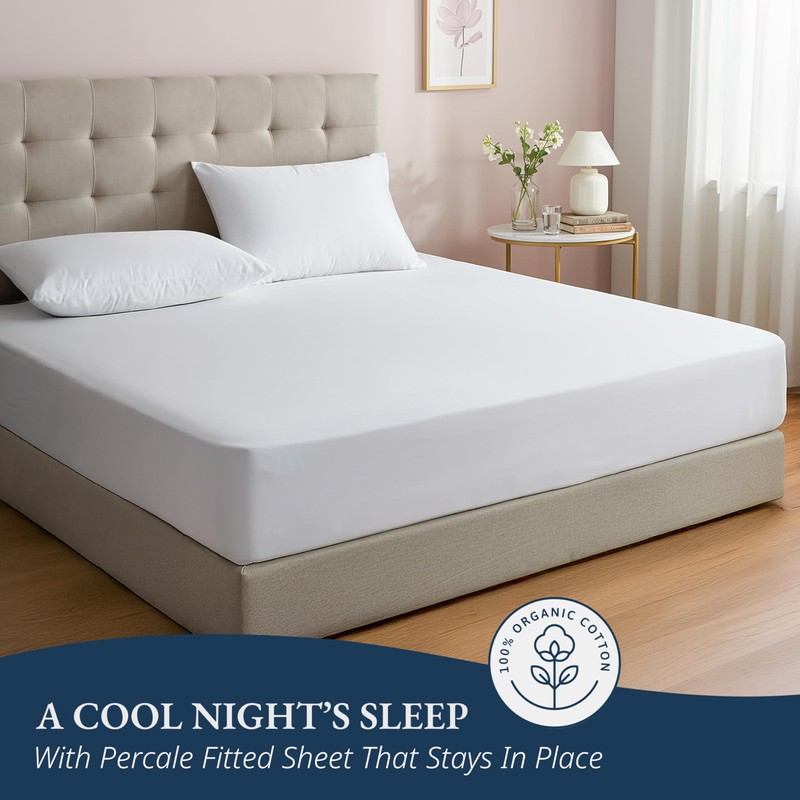 LANE LINEN Lane Linen Twin Fitted Sheet, 100% Organic Cotton,