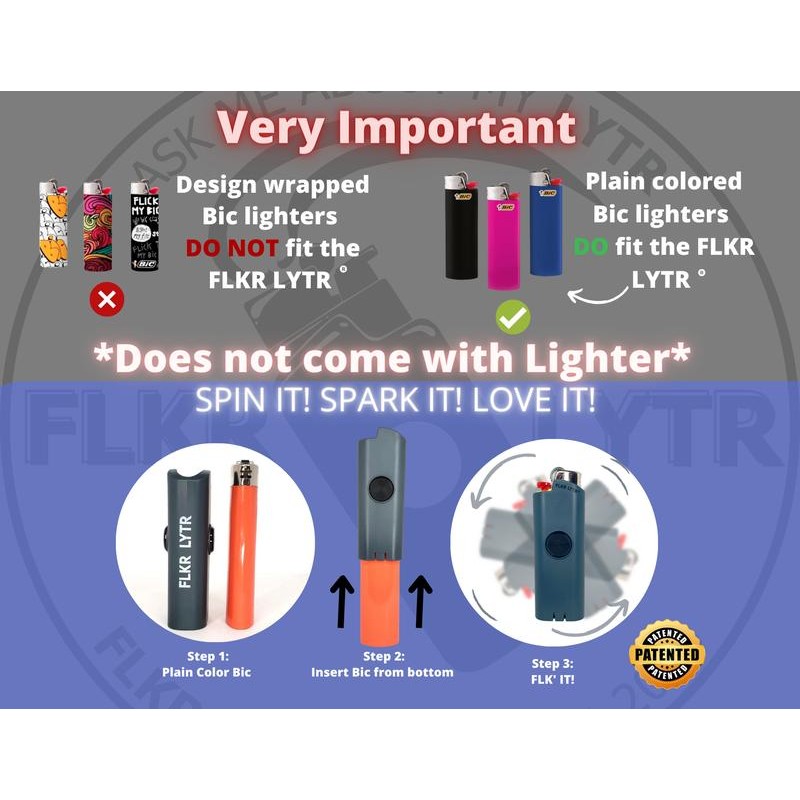 FLKR LYTR: Green Drip Fidget Spinning lighter case, works with