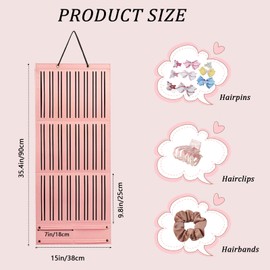 ZMD Hair Bow Holder Organizer for Girls, Baby Hanging Hair Claw Clip Organizer Hair Clips Storage Hanger Hair Accessories Claw Clip Storage for Wall, Door, Closet (Pink, Large)