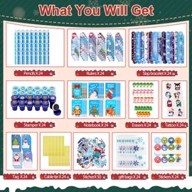 Atonofun 242 Pcs Christmas Party Favors, Christmas School Stationery Set Xmas Exchange Gifts Reward Prizes Bulk for Students Kids Xmas Stocking Stuffers School Goodie Bag Fillers