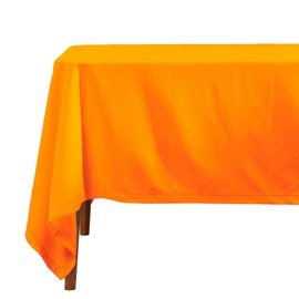 HOMESCAPES Orange Table Cloth, Plain Cotton Tablecloth, Square, Handcrafted & Durable Dining Table Cover with Hem Stitch, Hypoallergenic, Washable, 137 x 137cm