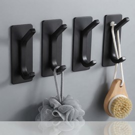 Double Adhesive Wall Hooks for Towel & Coat Storage – No-Drill 304 Stainless Steel Hangers for Bathroom & Kitchen