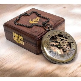 Reloj de sol de latón - Brújula abierta - Accesorio Steampunk - Regalo único para hombres - Hermoso reloj de reloj de sol hecho a mano - Reloj de sol - Reloj de decoración antigua