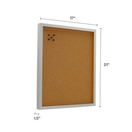 Mikasa Silver Framed Cork Board, Includes 5 Tacks, Silver, 21x17x1.5 Inch