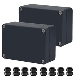 Otdorpatio Project Box ABS Black Electrical Boxes IP67 Outdoor Waterproof box Electronic Junction Box Power Enclosure with Cable Glands for DIY Project 3.3x2.3x1.3inch(83x58x33mm)