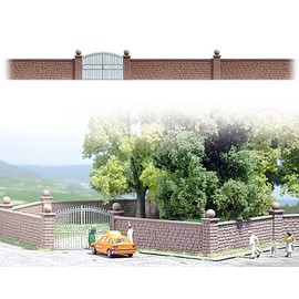 Busch 6014 Stone Wall with Metal gate HO Scenery Scale Model Scenery