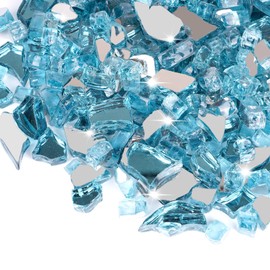 Mesida Fire Glass for Propane Fire Pit - 10 lb Reflective High Luster Glass Rocks, Caribbean Blue 1/4-Inch Fire Pit Glass for Indoor/Outdoor Fireplace & Fire Table, Tempered Decorative Firepit Rocks