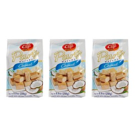 Gastone Lago Party Wafers Cookies With Coconut Cream Filling 8.82 oz, 250g (Pack of 3) (Coconut, 3-Pack)