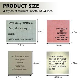 GIDWRIY Pack of 240 Stickers Motivational Sayings, Inspirational Sticker Set Aesthetic, Vintage Sticker Scrapbook Accessories, Positive Quotes Stickers, Sticker Words, Small Talk Sticker Set Bullet