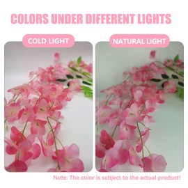 ZEBMOON 24 Pack Dark Pink Wisteria Hanging Flowers, 3.77 Ft Fake Hanging Flowers, Artificial Wisteria Garland Vines for Wedding Room Backdrop Outdoor Patio Garden Decoration