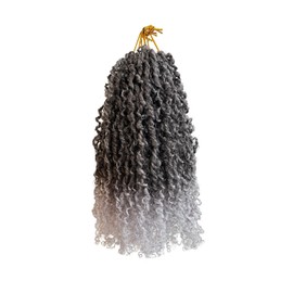 8 Inch Pre-Looped Yanky Twist Crochet Hair, 30 Strands/Pc, Mini Passion Twists, Senegalese Braiding Hair (TGrey, 8 Pcs/Pack)