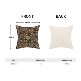 AEIOAE Vintage Floral Pillow Covers 16x16 Set of 2 Burnt Orange Flowers Botanical Decorative Throw Pillow Outdoor Linen Square Farmhouse Art Cushion Case for Sofa Couch Home Decor