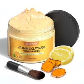 SHVYOG Turmeric Vitamin C Clay Mask with Kaolin Clay for Dull & Blemish-Prone Skin, Deep Cleansing Facial Mask, Face Masks Skincare for Controlling Oil and Refining Pores 5.29 Oz 150g