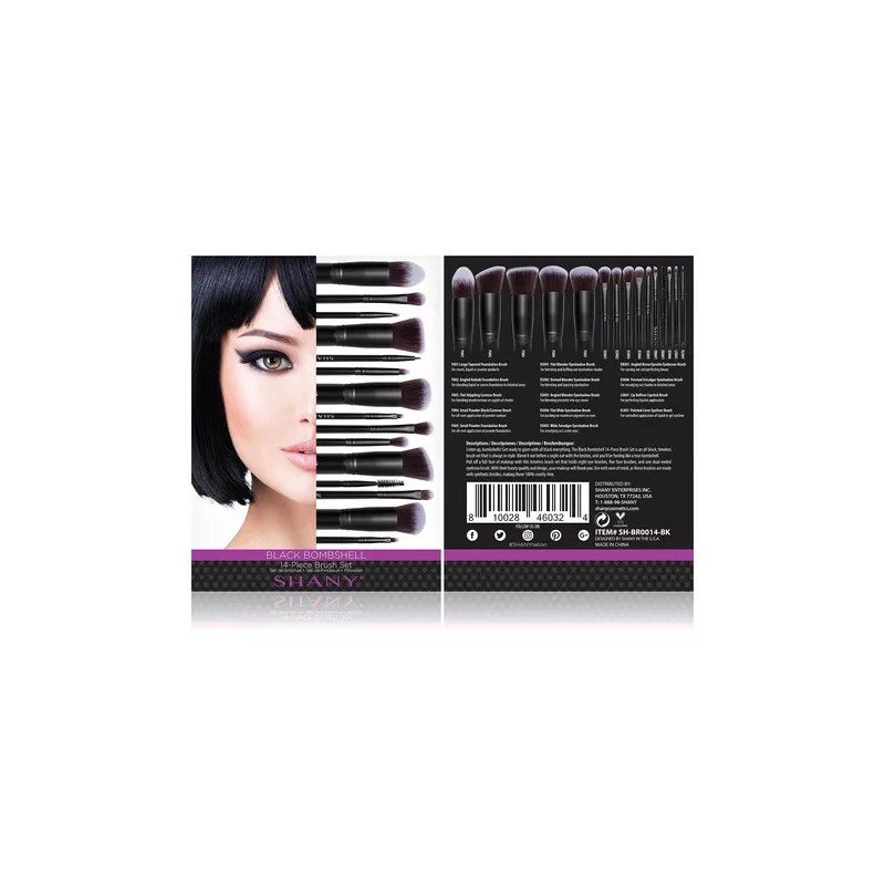 Shany Black Bombshell - Juego De Brochas De 14 Piezas