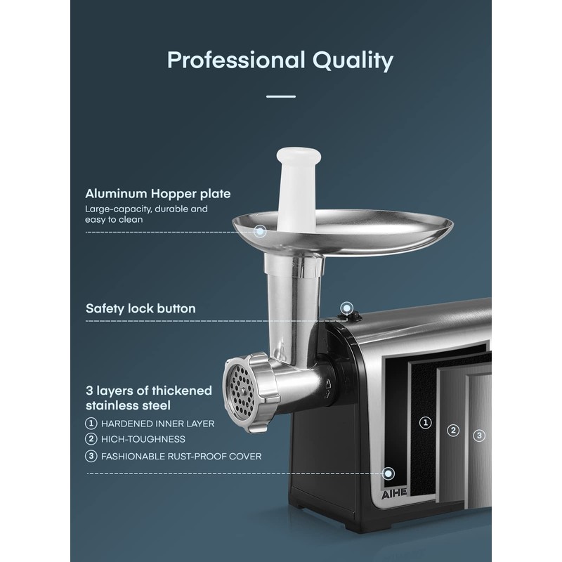 Electric Meat Grinder, Sausage Stuffer with 3 Sausage Tubes, 2