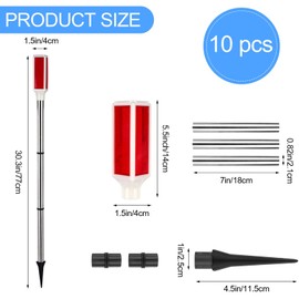 DatingShiny 10PCS Solar Powered Driveway Markers - Reflective Red Landscape Reflectors for Snow, Road, Outdoor Yard, Parking, Sidewalk