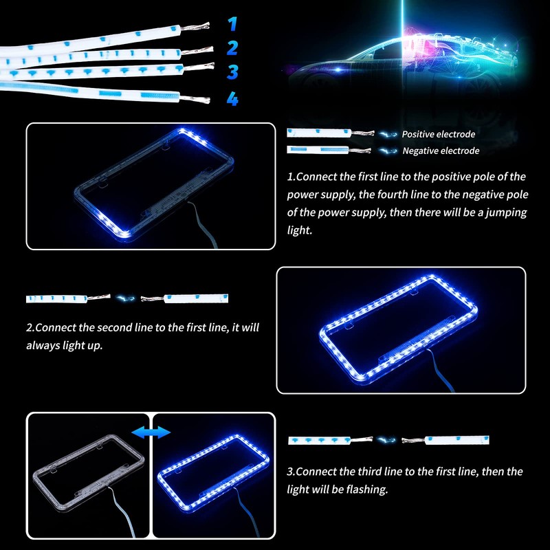eing License Plate Frame Auto 12 V 54 LED Color