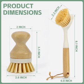 ÖkoStamm 4 PCS Kitchen Dish Scrub Brush Set - Dish Scrubber Brush with Long Handle Build-in Scraper for Stubborn Stains, Kitchen Scrub Bushes with Durable Bristle for Pots, Pans