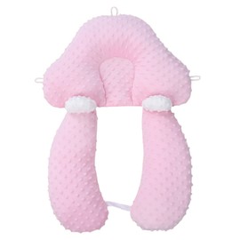 Toddler Neck Pillow Stable Support Safe Soft Breathable Cotton Fabric Toddler Body Pillow for Family Travel Pink(Polyester)