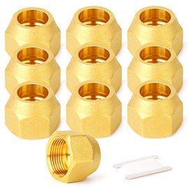 GASHER 10PCS Brass SAE 45 Degree Flare Tube Fitting,3/4" Flare Nut Air Conditioning Copper Pipe Extension Butt Copper Tube