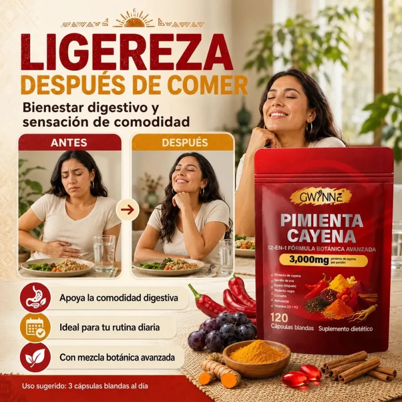 Gwynne Suplemento Dietético 12 en 1 con Pimienta Cayenne, Berberina,