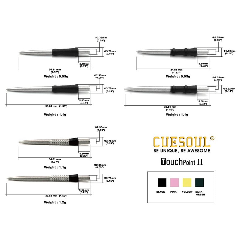 CUESOUL Touch Point II Replacement Dart Steel Point, Steel Tips,