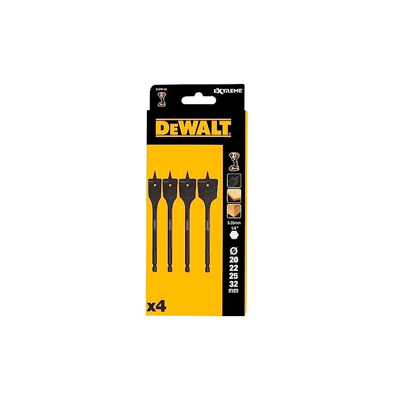DEWALT DT4797-QZ 4 Piece Extreme Flatwood Drill Bit Set