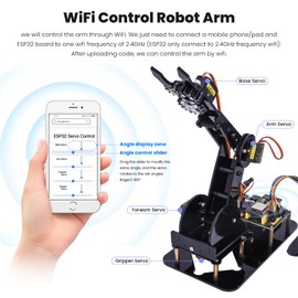 KEYESTUDIO ESP32 Smart Robot Arm Kit for Arduino with Joystick, DIY Programming Robot Building Kit for Education, 4DF Robotic Arm for Teens and Adults
