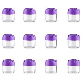 12 Pieces 20g Plastic Cosmetic Jars Cosmetic Containers Travel Cream Jars Containers Mini Cosmetic Makeup Jars Refillable Empty Lotion Cream Containers with Rose Shaped Lid, Purple
