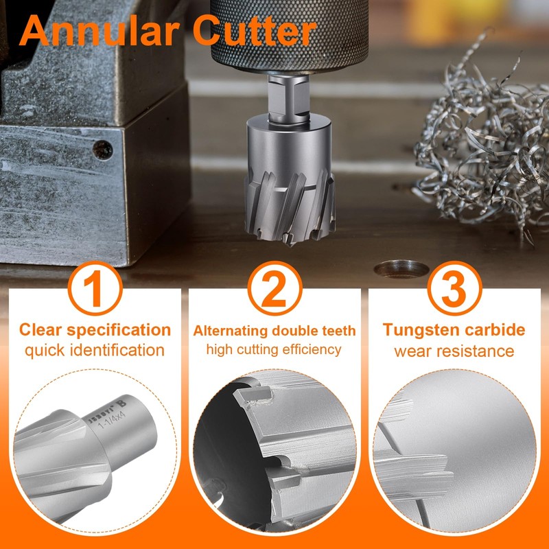 sourcing map Annular Cutter 1-1/4" Dia 4" Depth 3/4" Shank