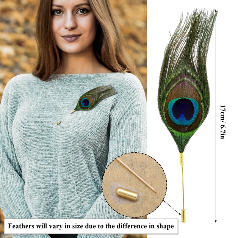 Royal Queen Crown Pearl Peacock Feather Badge Brooch Lapel Pin