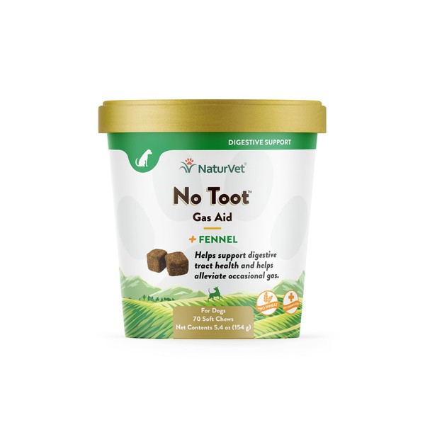 NaturVet – No Toot Gas Aid For Dogs Plus Fennel – 70 Soft Chews | Alleviates Intestinal Gas | Helps Reduce Stool & Urine Odors | 30 Day Supply